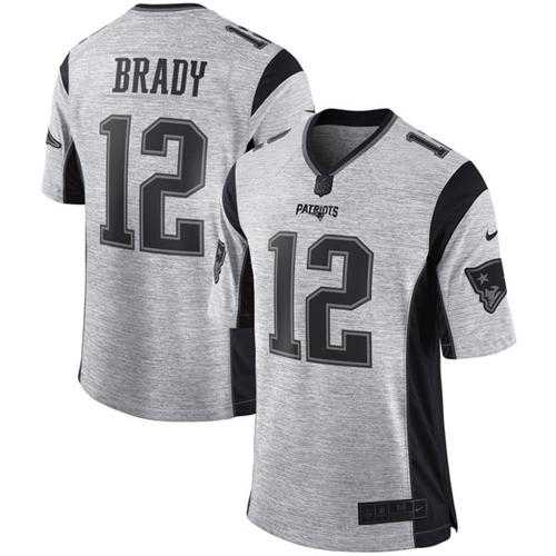 Nike New England Patriots #12 Tom Brady Gray Men's Stitched NFL Limited Gridiron Gray II Jersey