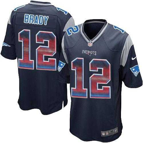 Nike New England Patriots #12 Tom Brady Navy Blue Team Color Men's Stitched NFL Limited Strobe Jersey