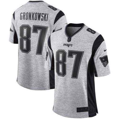 Nike New England Patriots #87 Rob Gronkowski Gray Men's Stitched NFL Limited Gridiron Gray II Jersey