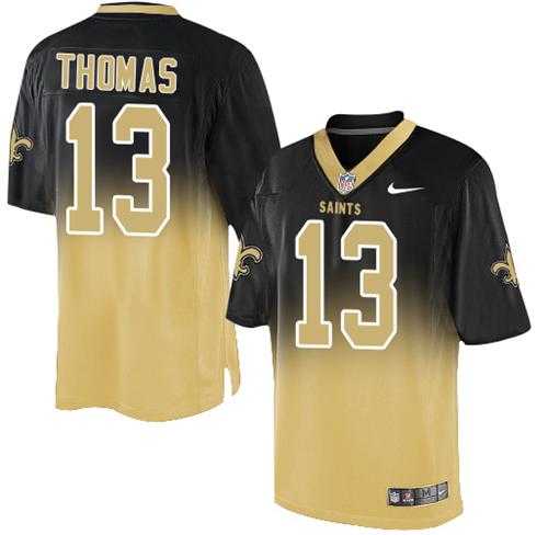 Nike New Orleans Saints #13 Michael Thomas Black Gold Men's Stitched NFL Elite Fadeaway Fashion Jersey