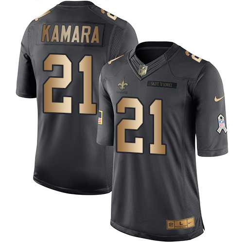 Nike New Orleans Saints #21 Alvin Kamara Black Men's Stitched NFL Limited Gold Salute To Service Jersey