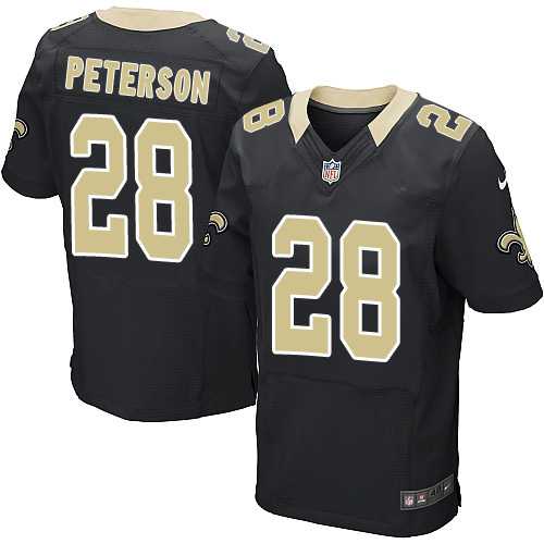 Nike New Orleans Saints #28 Adrian Peterson Black Team Color Men's Stitched NFL Elite Jersey