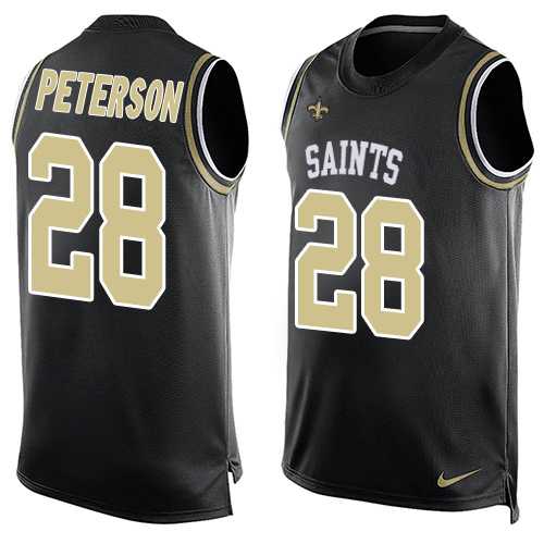 Nike New Orleans Saints #28 Adrian Peterson Black Team Color Men's Stitched NFL Limited Tank Top Jersey