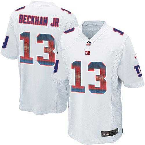 Nike New York Giants #13 Odell Beckham Jr White Men's Stitched NFL Limited Strobe Jersey
