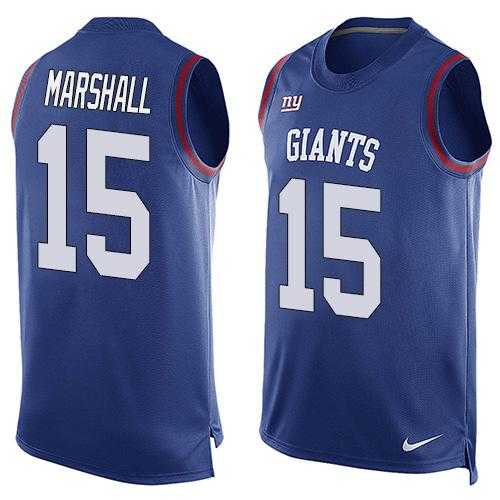 Nike New York Giants #15 Brandon Marshall Royal Blue Team Color Men's Stitched NFL Limited Tank Top Jersey