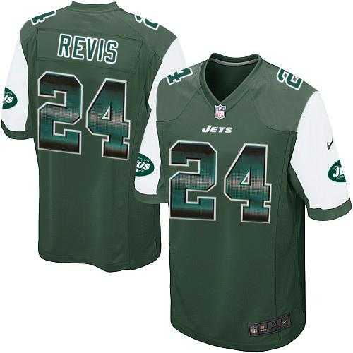 Nike New York Jets #24 Darrelle Revis Green Team Color Men's Stitched NFL Limited Strobe Jersey