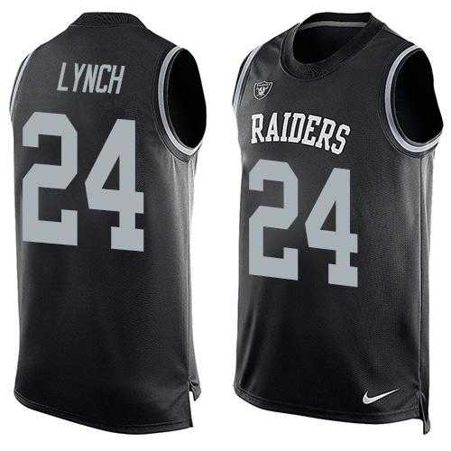 Nike Oakland Raiders #24 Marshawn Lynch Black Team Color Men's Stitched NFL Limited Tank Top Jersey