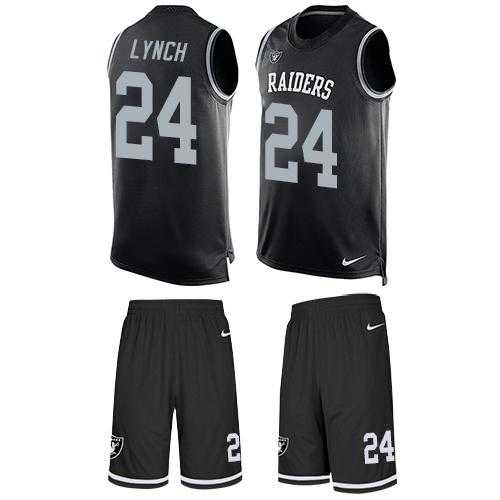 Nike Oakland Raiders #24 Marshawn Lynch Black Team Color Men's Stitched NFL Limited Tank Top Suit Jersey