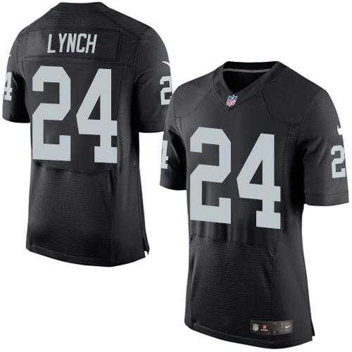 Nike Oakland Raiders #24 Marshawn Lynch Black Team Color Men's Stitched NFL New Elite Jersey