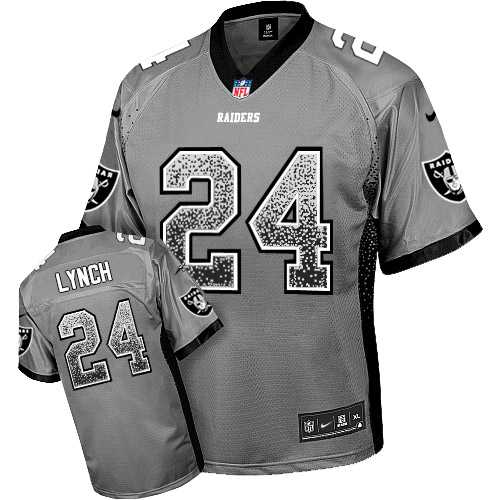 Nike Oakland Raiders #24 Marshawn Lynch Grey Men's Stitched NFL Elite Drift Fashion Jersey