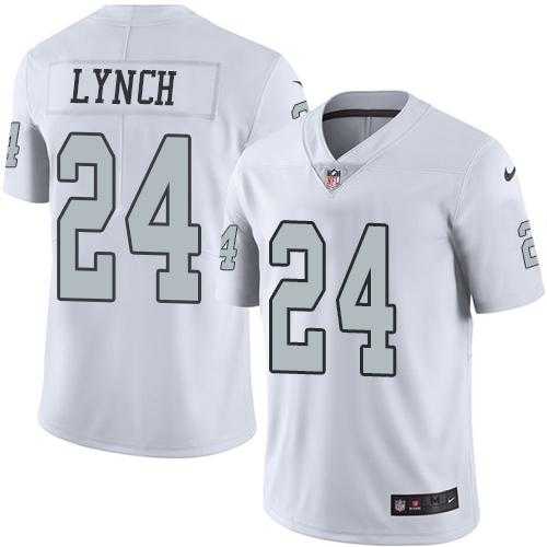 Nike Oakland Raiders #24 Marshawn Lynch White Men's Stitched NFL Limited Rush Jersey