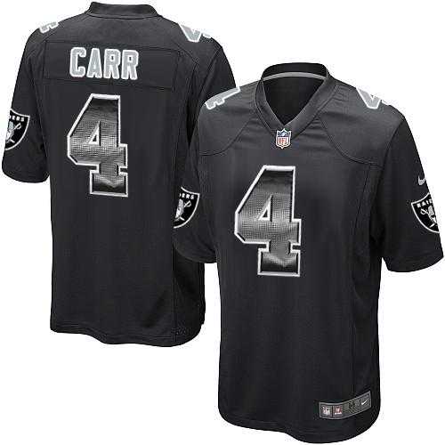 Nike Oakland Raiders #4 Derek Carr Black Team Color Men's Stitched NFL Limited Strobe Jersey
