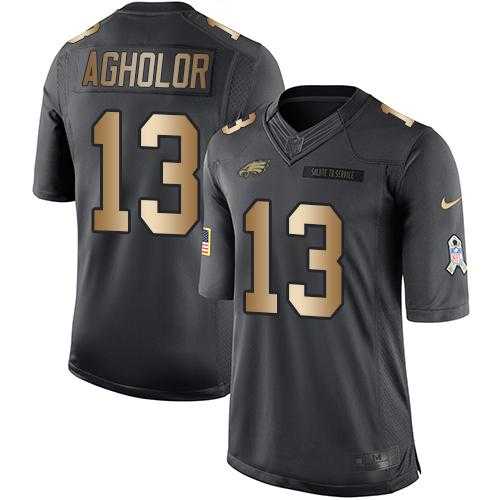 Nike Philadelphia Eagles #13 Nelson Agholor Black Men's Stitched NFL Limited Gold Salute To Service Jersey