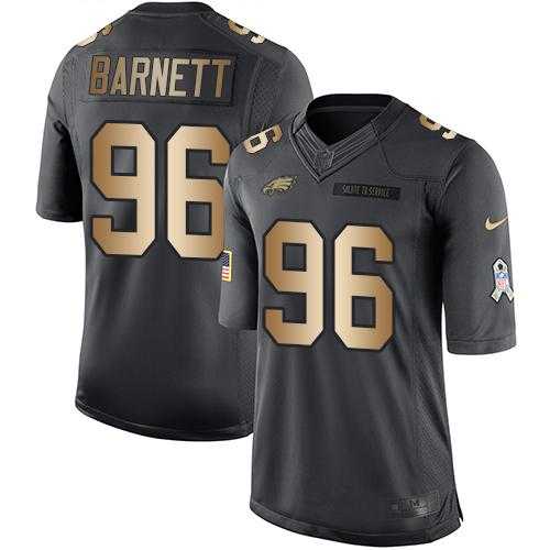 Nike Philadelphia Eagles #96 Derek Barnett Black Men's Stitched NFL Limited Gold Salute To Service Jersey