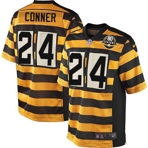 Nike Pittsburgh Steelers #24 James Conner Yellow Black Alternate Men's Stitched NFL 80TH Throwback Elite Jersey
