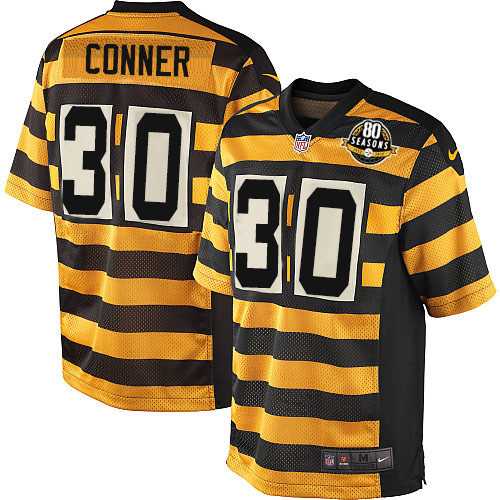 Nike Pittsburgh Steelers #30 James Conner Yellow Black Alternate Men's Stitched NFL 80TH Throwback Elite Jersey