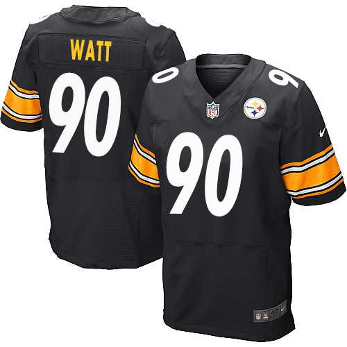 Nike Pittsburgh Steelers #90 T. J. Watt Black Team Color Men's Stitched NFL Elite Jersey