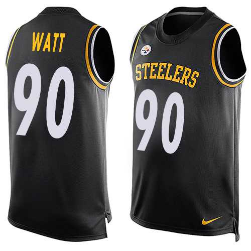 Nike Pittsburgh Steelers #90 T. J. Watt Black Team Color Men's Stitched NFL Limited Tank Top Jersey