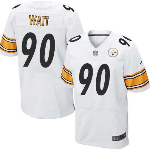 Nike Pittsburgh Steelers #90 T. J. Watt White Men's Stitched NFL Elite Jersey