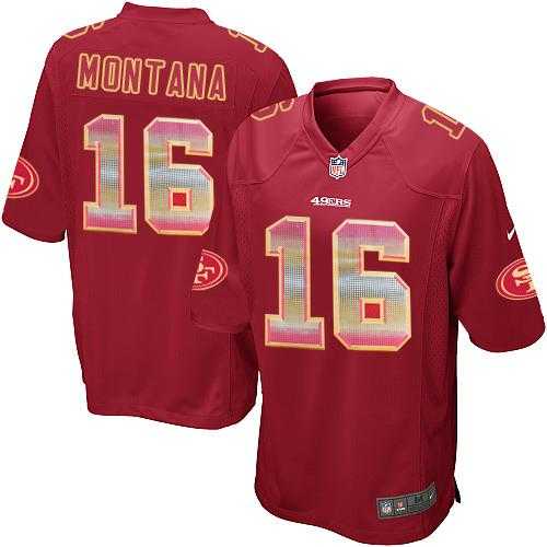 Nike San Francisco 49ers #16 Joe Montana Red Team Color Men's Stitched NFL Limited Strobe Jersey