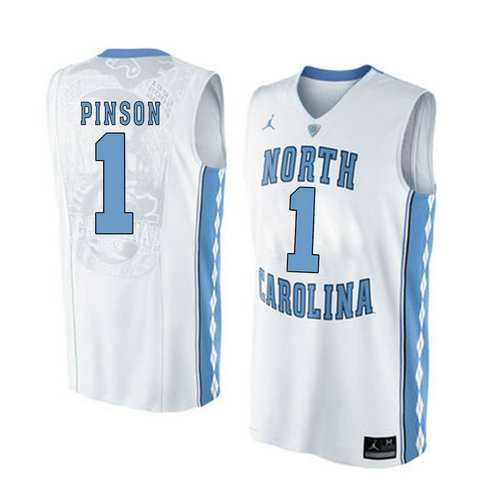 North Carolina Tar Heels #1 Theo Pinson White College Basketball Jersey