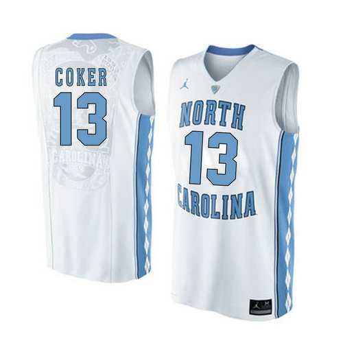North Carolina Tar Heels #13 Kanler Coker White College Basketball Jersey