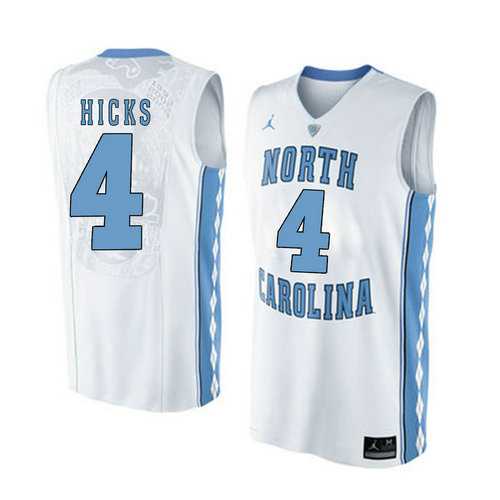 North Carolina Tar Heels #4 Isaiah Hicks White College Basketball Jersey