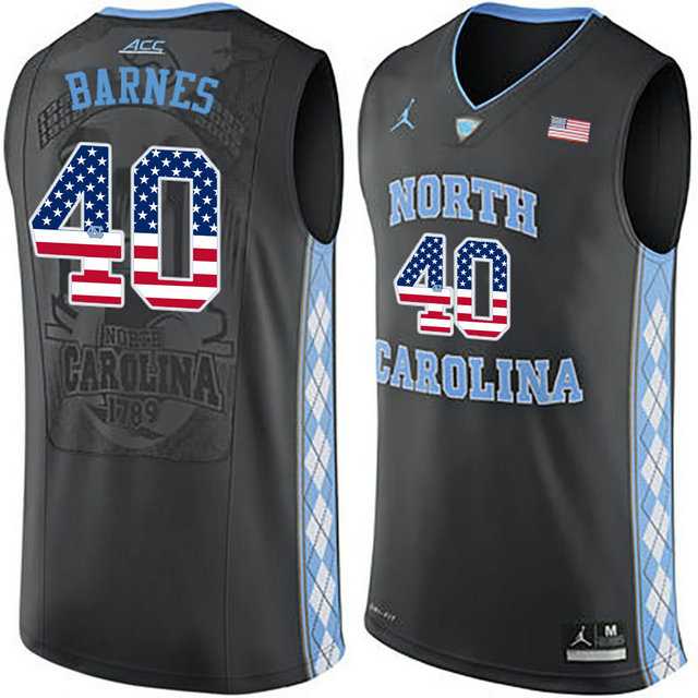 North Carolina Tar Heels #40 Harrison Barnes Black USA Flag College Basketball Jersey