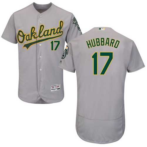 Oakland Athletics #17 Glenn Hubbard Grey Flexbase Authentic Collection Stitched MLB Jersey