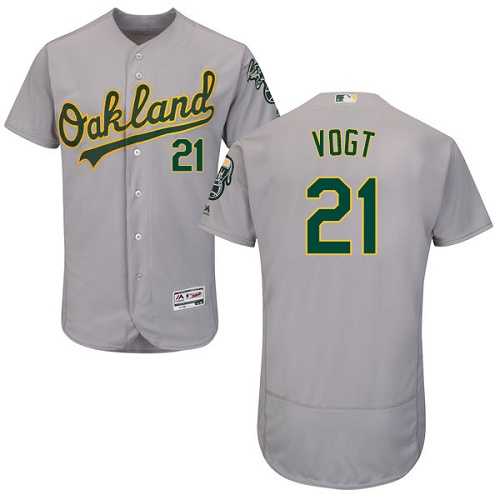 Oakland Athletics #21 Stephen Vogt Grey Flexbase Authentic Collection Stitched MLB Jersey