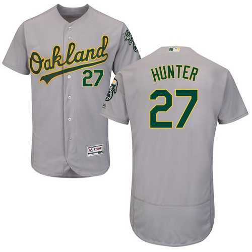 Oakland Athletics #27 Catfish Hunter Grey Flexbase Authentic Collection Stitched MLB Jersey