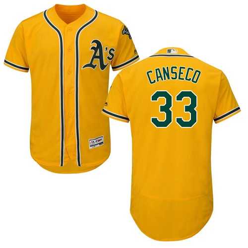 Oakland Athletics #33 Jose Canseco Gold Flexbase Authentic Collection Stitched MLB Jersey
