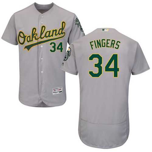 Oakland Athletics #34 Rollie Fingers Grey Flexbase Authentic Collection Stitched MLB Jersey