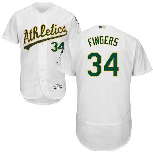 Oakland Athletics #34 Rollie Fingers White Flexbase Authentic Collection Stitched MLB Jersey