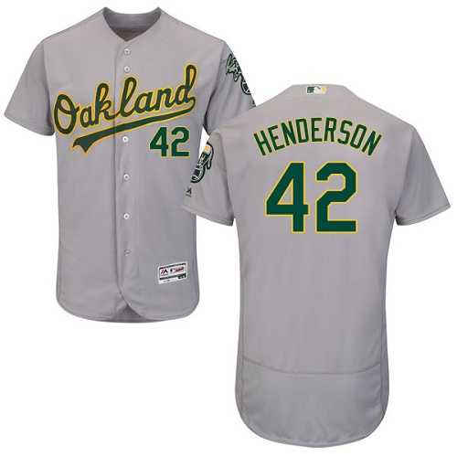 Oakland Athletics #42 Dave Henderson Grey Flexbase Authentic Collection Stitched MLB Jersey