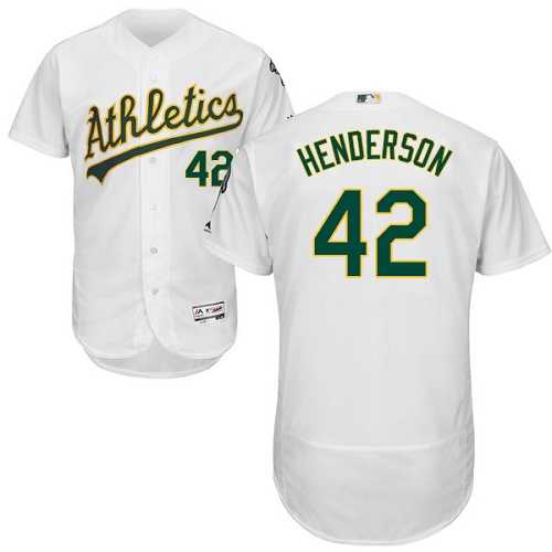 Oakland Athletics #42 Dave Henderson White Flexbase Authentic Collection Stitched MLB Jersey