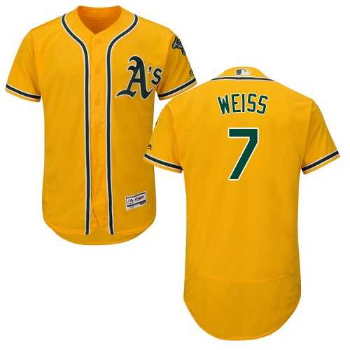 Oakland Athletics #7 Walt Weiss Gold Flexbase Authentic Collection Stitched MLB Jersey