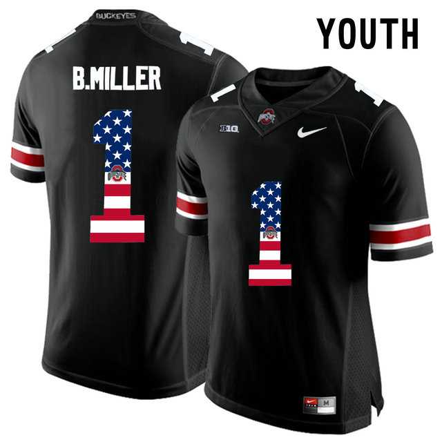 Ohio State Buckeyes #1 Braxton Miller Black USA Flag Youth College Football Limited Jersey