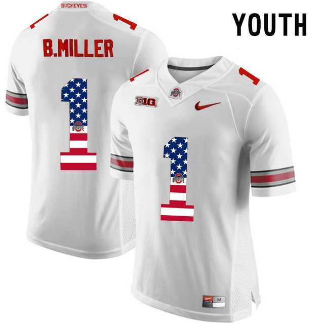 Ohio State Buckeyes #1 Braxton Miller White USA Flag Youth College Football Limited Jersey