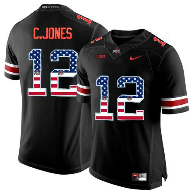 Ohio State Buckeyes #12 C.Jones Black USA Flag College Football Limited Jersey