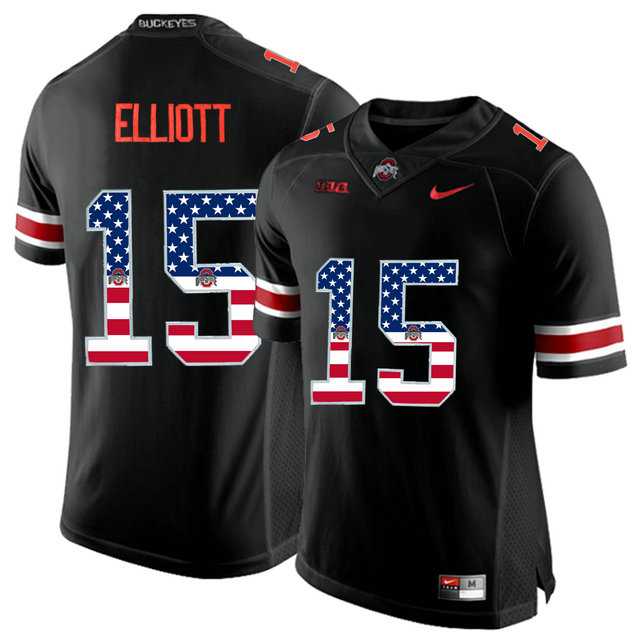 Ohio State Buckeyes #15 Ezekiel Elliott Black USA Flag College Football Limited Jersey