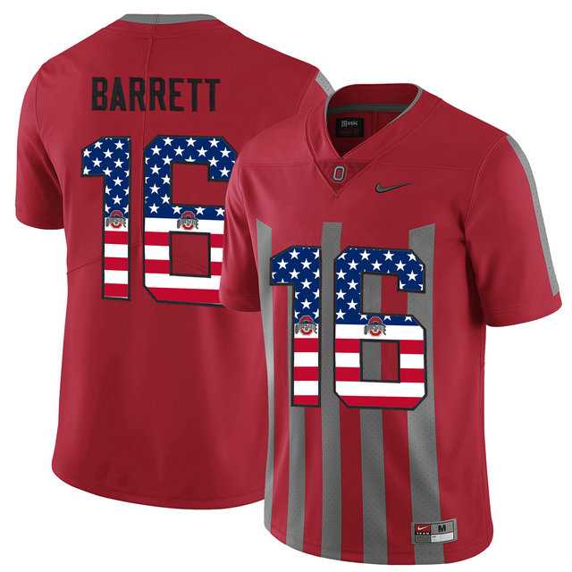 Ohio State Buckeyes #16 J.T Barrett Red USA Flag Alternate College Football Elite Jersey