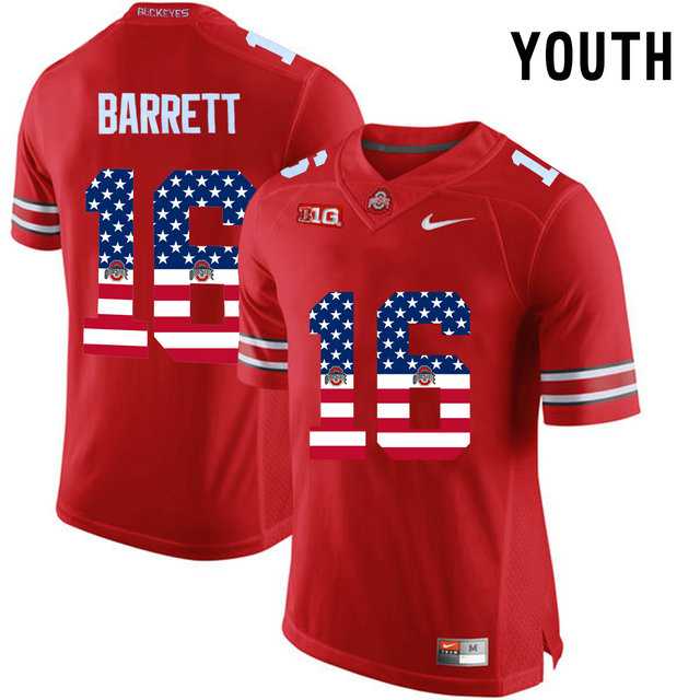 Ohio State Buckeyes #16 J.T Barrett Red USA Flag Youth College Football Limited Jersey