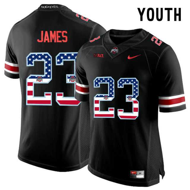 Ohio State Buckeyes #23 Lebron James Black USA Flag Youth College Football Limited Jersey