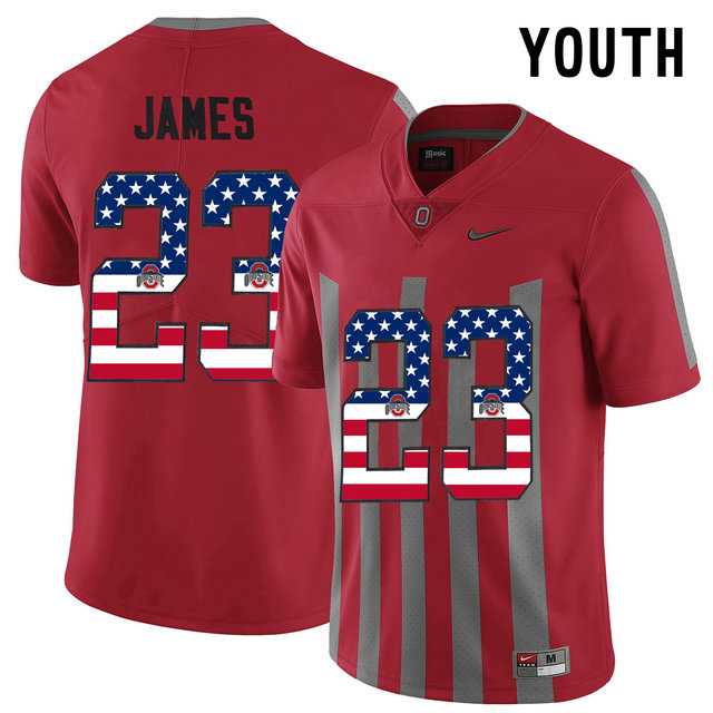 Ohio State Buckeyes #23 Lebron James Red USA Flag Alternate Youth College Football Elite Jersey