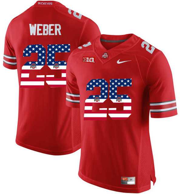 Ohio State Buckeyes #25 Mike Weber Red USA Flag College Football Limited Jersey