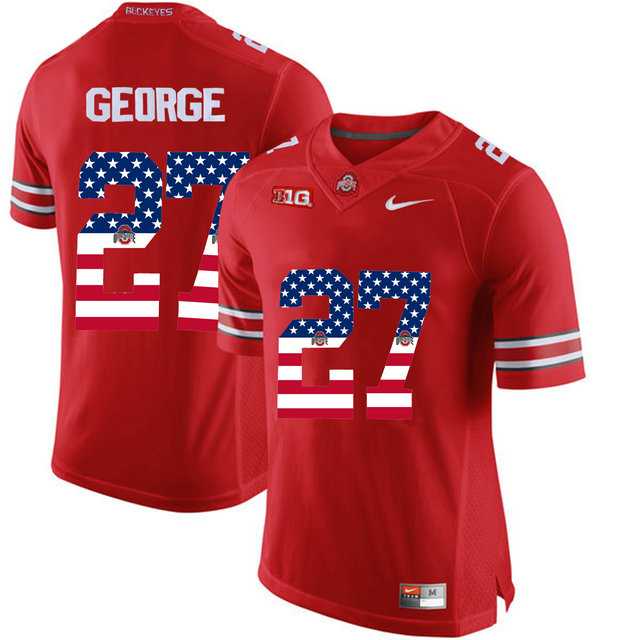 Ohio State Buckeyes #27 Eddie George Red USA Flag College Football Limited Jersey