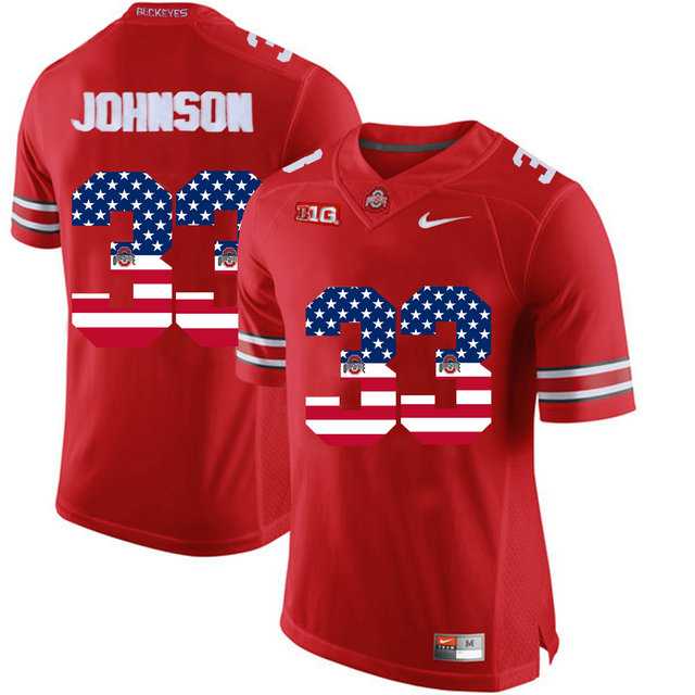 Ohio State Buckeyes #33 Pete Johnson Red USA Flag College Football Limited Jersey