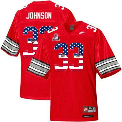 Ohio State Buckeyes #33 Pete Johnson Red USA Flag College Football Throwback Jersey