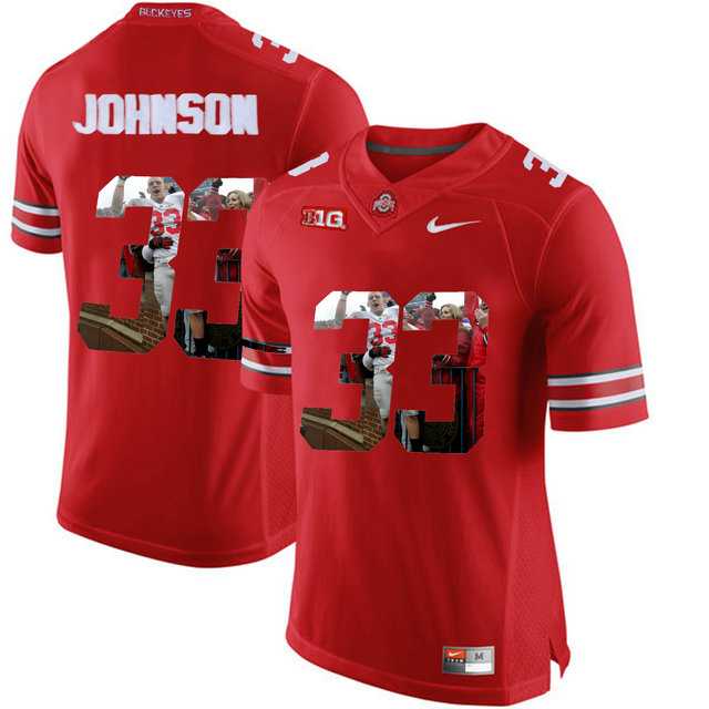 Ohio State Buckeyes #33 Pete Johnson Red With Portrait Print College Football Jersey2
